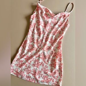 Urban Outfitters Floral Toile Print Cowl Neck Mini Dress